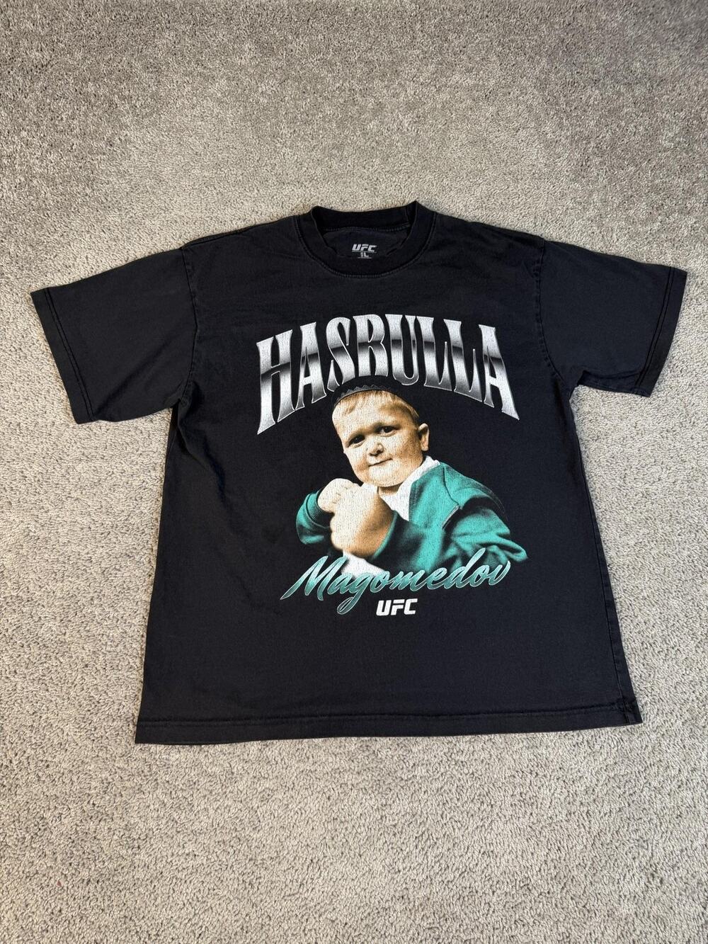 UFC Shirt Mens L Black Hasbulla Magomedov Graphic Crew Neck Cotton Tagless